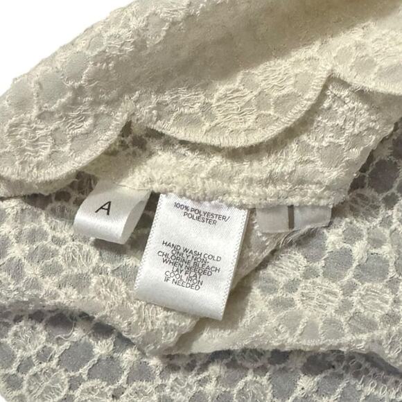 Ann Taylor Loft Ivory Floral Sheer Blouse XL Lightweight Boho Chic Breezy Magic - Picture 3 of 6